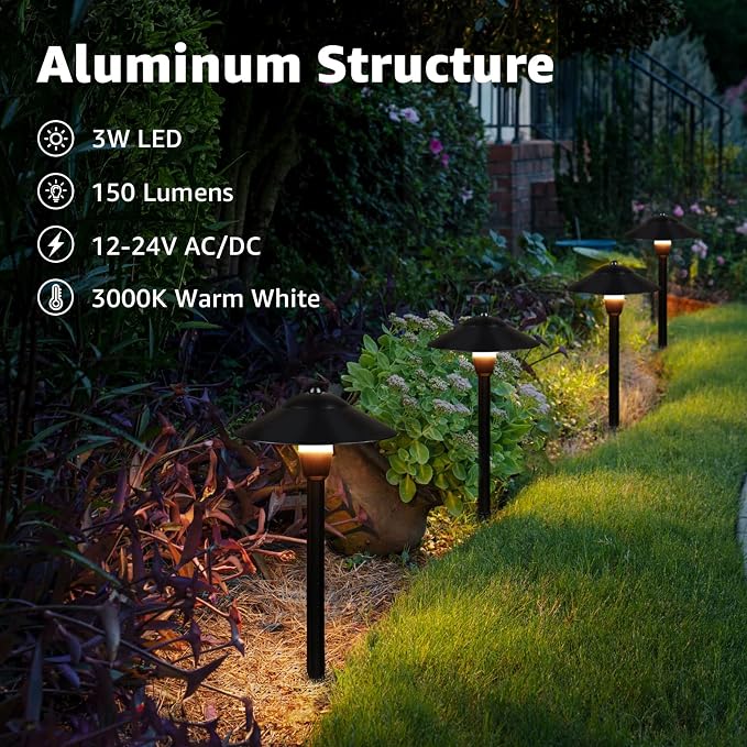 SUNVIE Low Voltage Pathway Lights LED Landscape Lights Low Voltage 3W 12-24V - Image 2