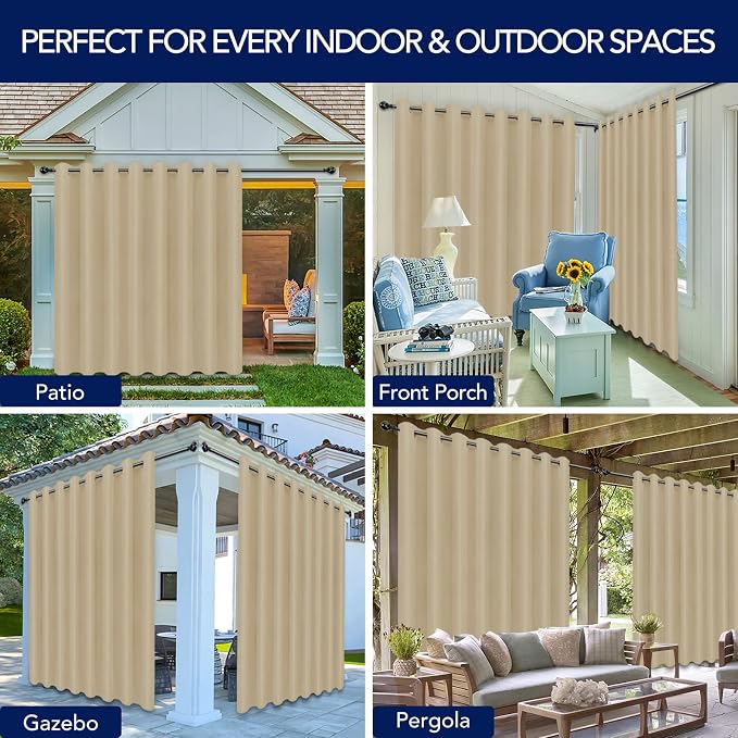 PureFit Outdoor Curtains for Patio Waterproof Weatherproof, UV Resistant - Image 5