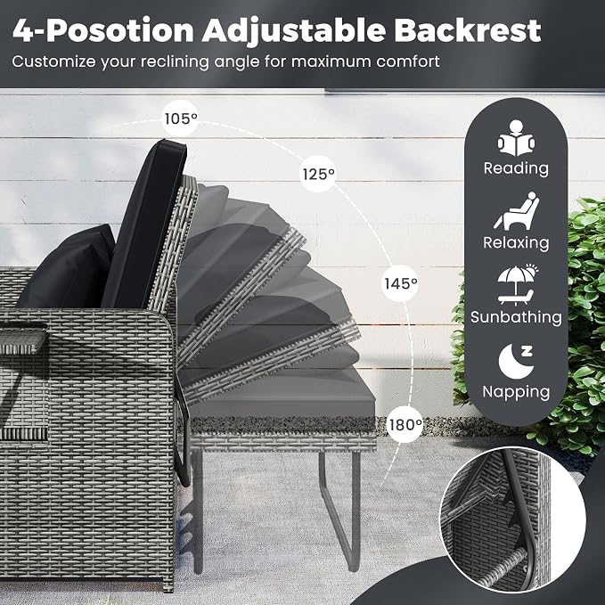 HAPPYGRILL Patio Rattan Wicker Daybed - Image 5