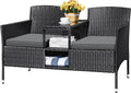 Devoko Outdoor Patio Loveseat Modern Rattan 2-Seat Patio Conversation Set by DEVOKO