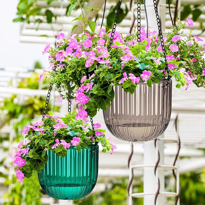 Maxcheck 4 Pcs Self Watering Hanging Planters Indoor Gift 6.5'' 4.5'' Hanging - Image 3