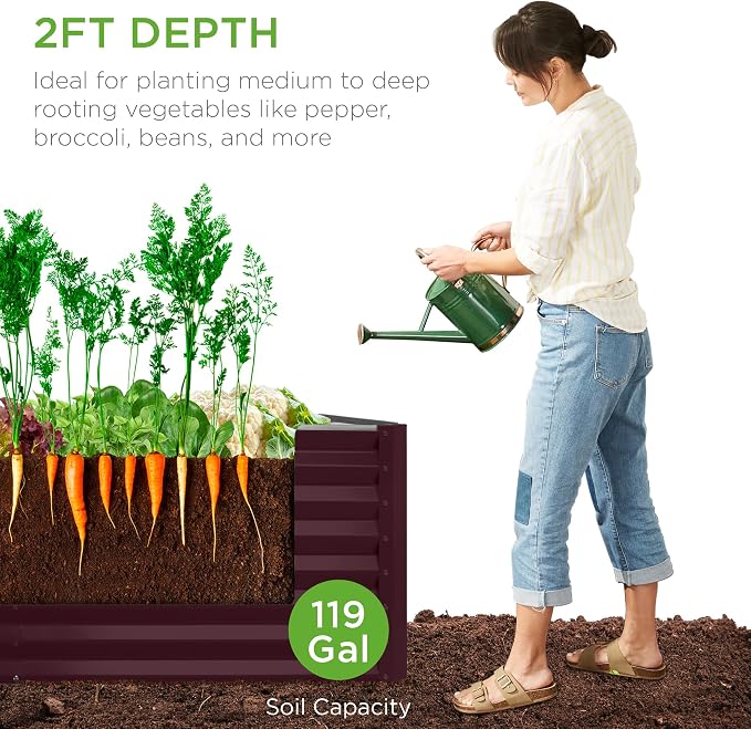 Best Choice Products 4x2x2ft Outdoor Metal Raised Garden Bed, Deep Root Box - Image 4