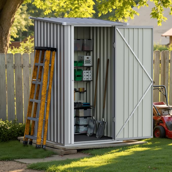 Greesum 3x3FT Outdoor Storage Shed, Small Metal Storaged Sheds - Image 3
