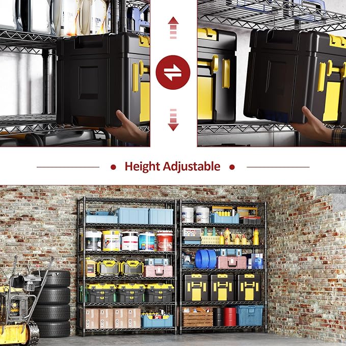 IZEUK 6-Tier Heavy Duty Metal Wire Shelving Unit, Adjustable Storage Rack - Image 5