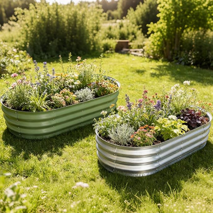Galvanized Raised Garden Bed Kit, Planter Garden Boxes Outdoor, Oval Large Metal - Image 7