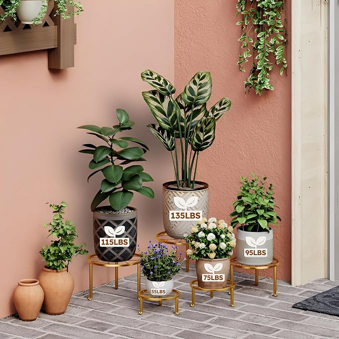 5 Pack Metal Outdoor Plant Stand Heavy Duty Plant Pot Stands - Image 3