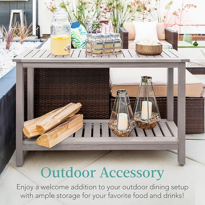 Best Choice Products 48in 2-Shelf Eucalyptus Wooden Console Table Indoor - Image 4