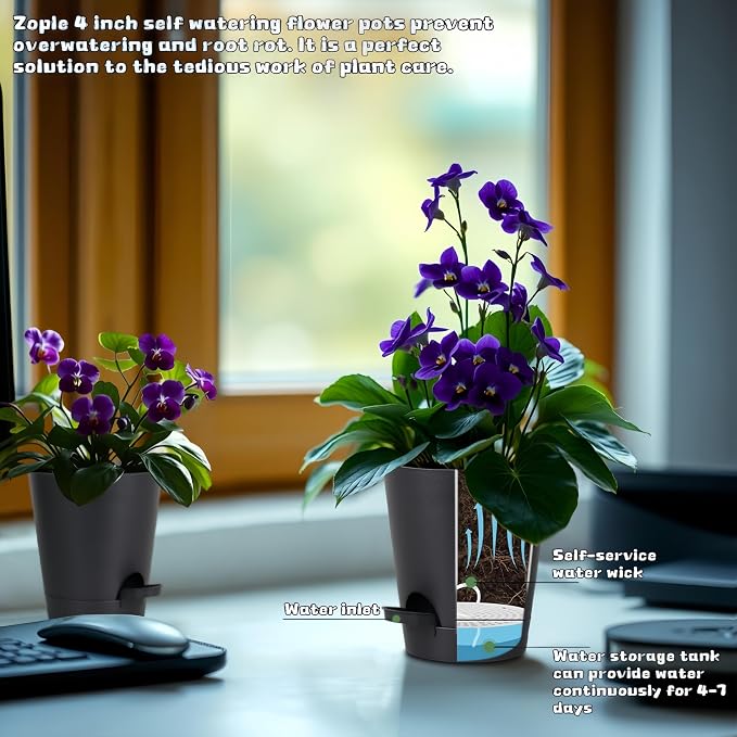 12 Pack 4 Inch Self Watering Plant Pots - Image 4