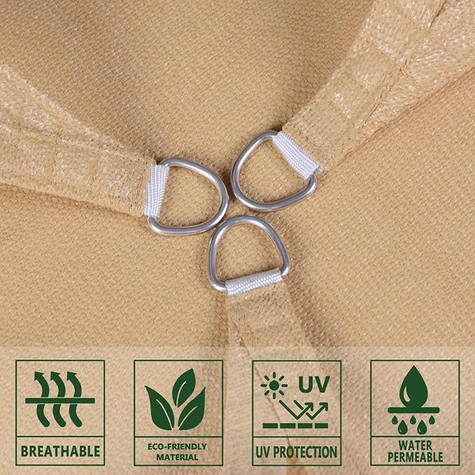 SUNLAX Sun Shade Sail 13' x 13' x 13' Sand Triangle Canopy Sail Shade Cover UV - Image 5