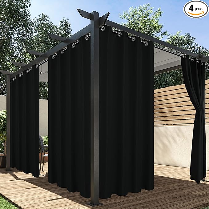HolidayIdeas Outdoor Curtains for Patio Waterproof, 4 Panels by HolidayIdeas
