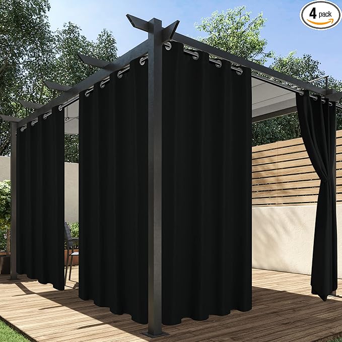 HolidayIdeas Outdoor Curtains for Patio Waterproof, 4 Panels by HolidayIdeas