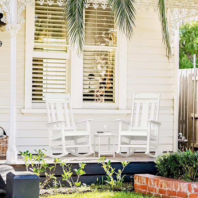 LUE BONA Outdoor Rocking Chairs Set of 2, Weather Resistant HDPS Poly Rocker - Image 5