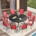 VICLLAX Large Patio Dining Furniture Set, Outdoor Dining Set by HOME