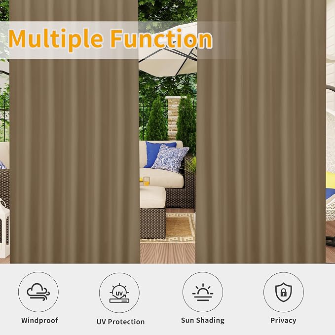 Easy-Going Outdoor Patio Curtains Detachable Tab Top Windproof Weatherproof - Image 5