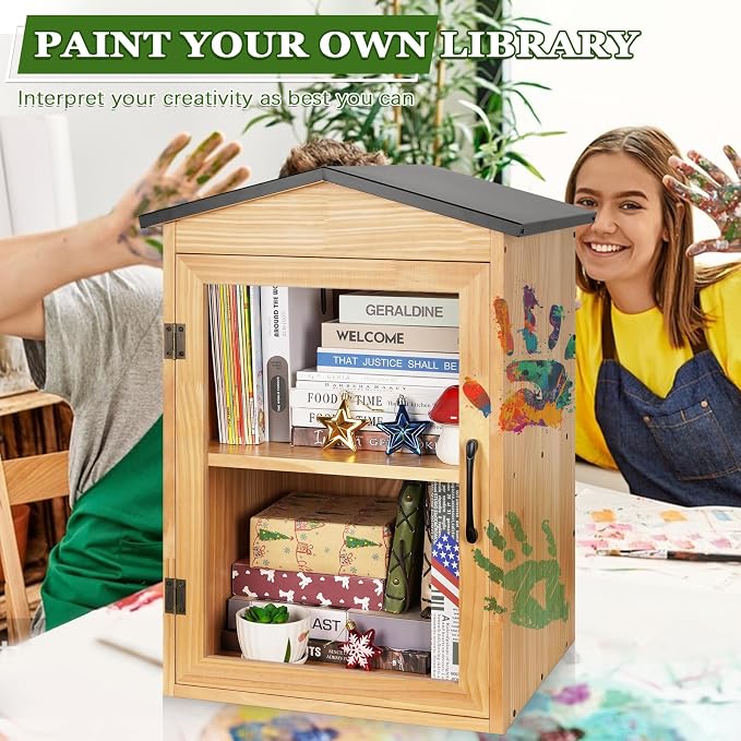Outdoor Library Outdoor Book Box Storage Wooden Cabinet Little Literature Box - Image 5