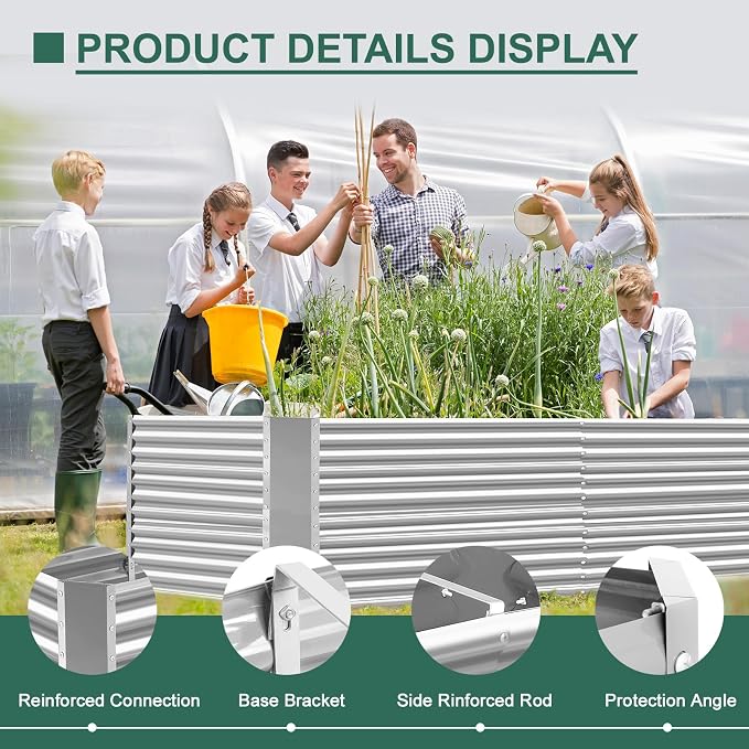 Land Guard 8x4x3ft Rectangular Galvanized Raised Garden Beds, Large-Capacity - Image 5