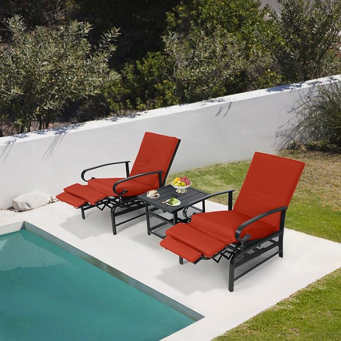 Oakcloud Adjustable Outdoor Lounge Chair Metal Patio Relaxing Recliner Chair - Image 6