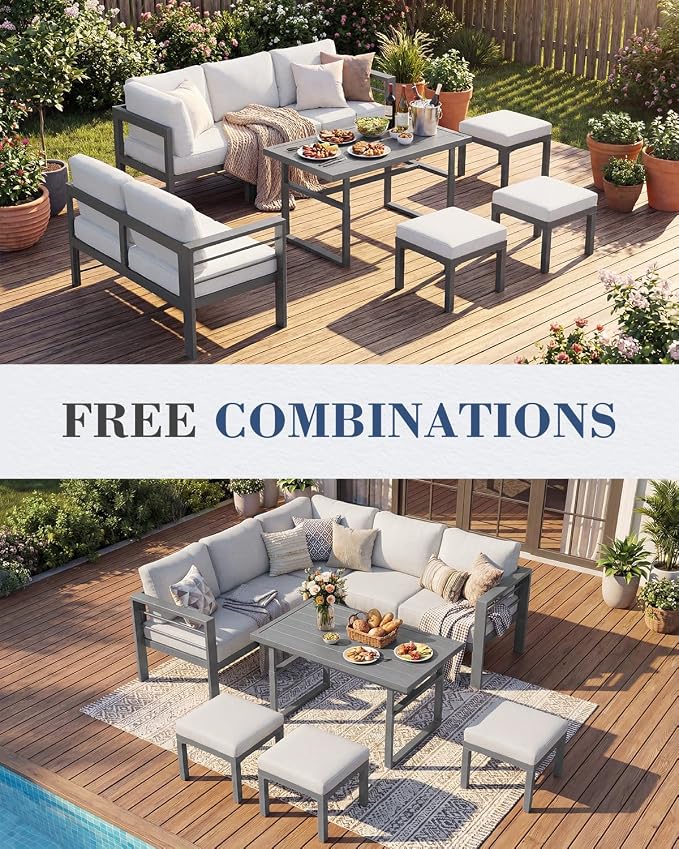 AECOJOY Aluminum Patio Furniture Set, 8 Seats Modern Outdoor Furniture - Image 7