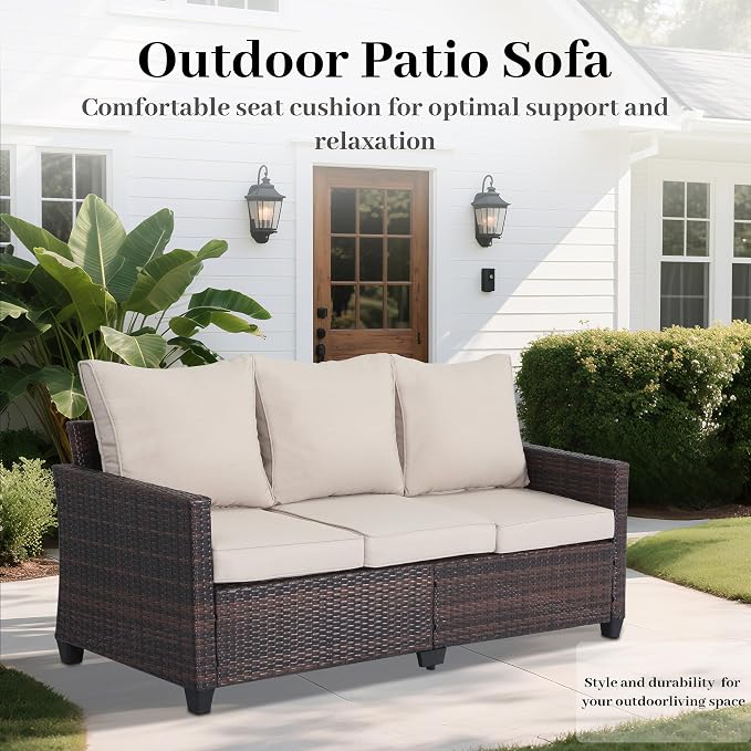 Rattan Outdoor Sofa 3-Seater - Image 5