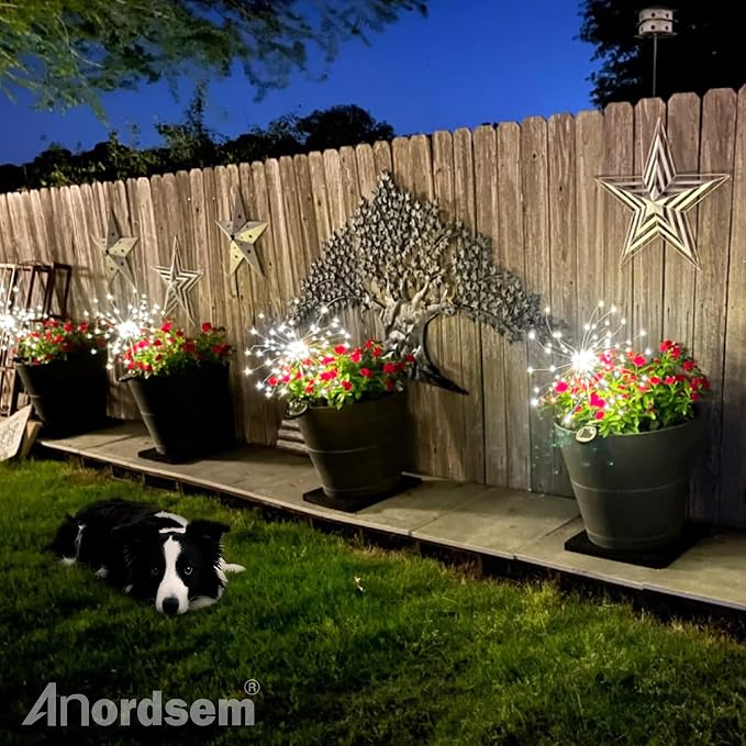 Anordsem Solar Garden Lights Outdoor: Fireworks Light Waterproof - Image 6