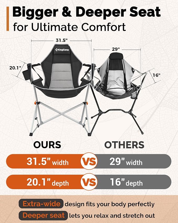 KingCamp Hammock Chair with Footrest – Heavy Duty Swinging Rocking Camping - Image 5