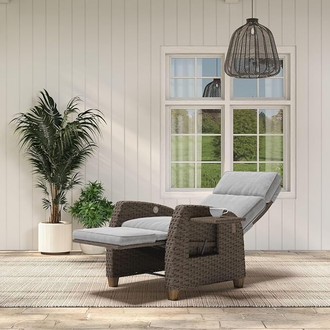 Grand patio Indoor & Outdoor Recliner Chair PE Wicker Patio Recliner - Image 4