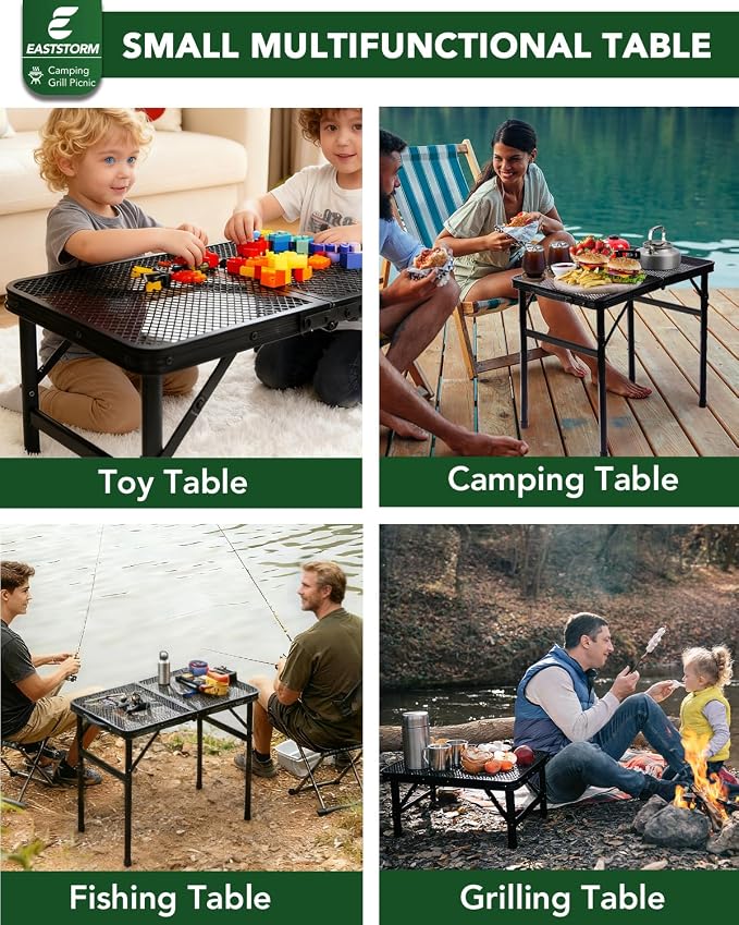 2Ft Small Folding Table with Carry Handle, Camping Table Adjustable Height - Image 8