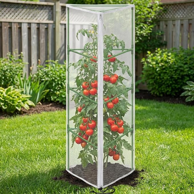 4 Pcs Garden Bird Netting for Triangle Plant Cage, Tomato Trellis Insect Bird - Image 7
