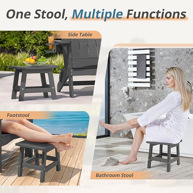 LUE BONA Outdoor Adirondack Ottomans, Footrest Footstool Set of 2, Outdoor Foot - Image 4