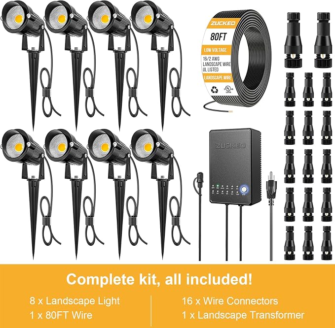 ZUCKEO All-in-One Landscape Lighting Kit, 5W LED Low Voltage Landscape Lights - Image 5