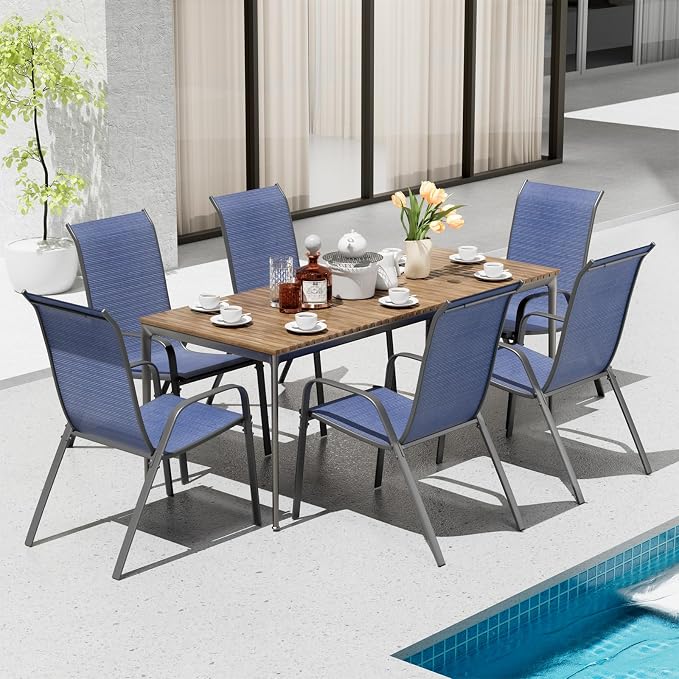 TLSUNNY Patio Chairs, Stackable Textilene Outdoor Dining Furniture - Image 2