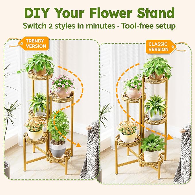 Tall Plant Stand Indoor Outdoor, Corner Metal Flower Pot Stands - Image 4