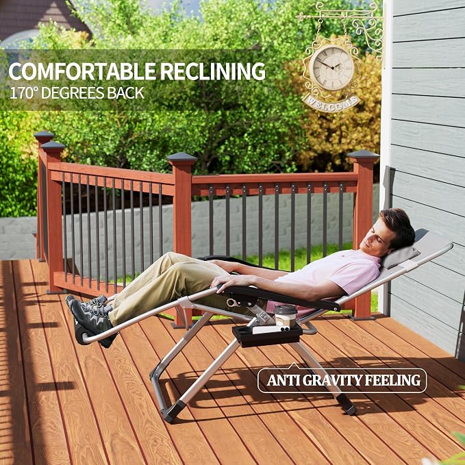UDPATIO Oversized Zero Gravity Chair Set of 2, 29In XXL Patio Reclining Chair - Image 6