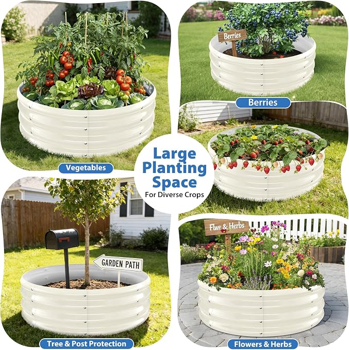 Round Galvanized Raised Garden Bed, Easy DIY Assembly, Above Ground Gardening - Image 2