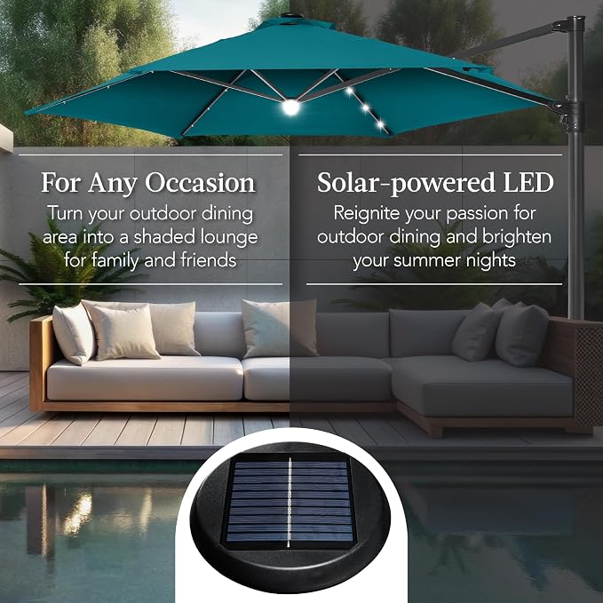 Best Choice Products 10ft Solar LED Offset Cantilever Hanging Market Patio - Image 4