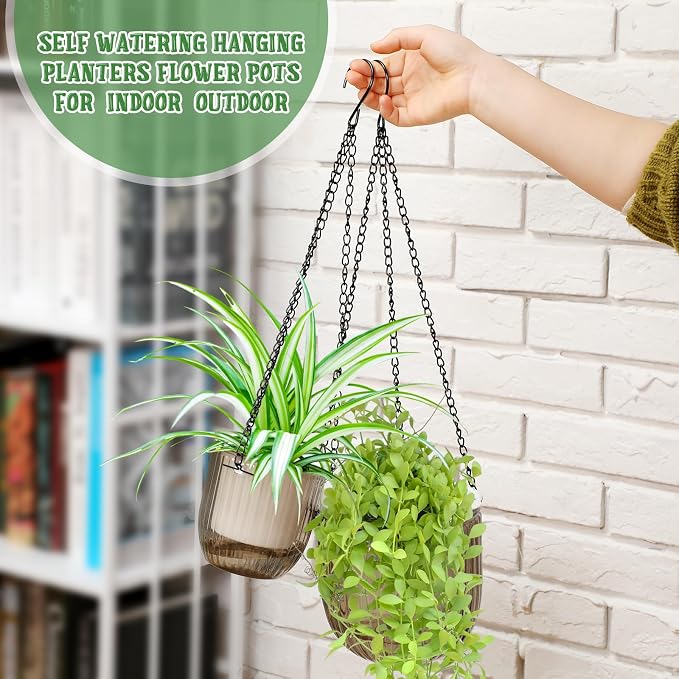 Maxcheck 4 Pcs Self Watering Hanging Planters Indoor Gift 6.5'' 4.5'' Hanging - Image 3