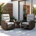 Outdoor Swivel Recliner Chair Set of 2, All-Weather Wicker Reclining Patio Chair by Vakollia
