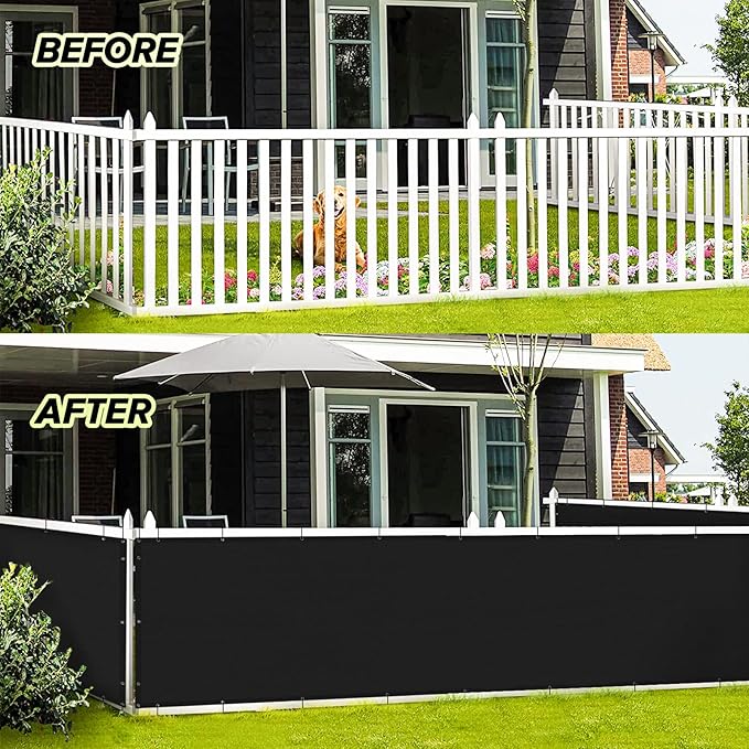 LOVE STORY 3'x115'' Black Balcony Privacy Screen Fence, UV Protection - Image 3