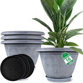 16 Inch Large Planter Pot for Plants Indoor Outdoor, 4 Pack Plastic Flower Pots by Fodetyff