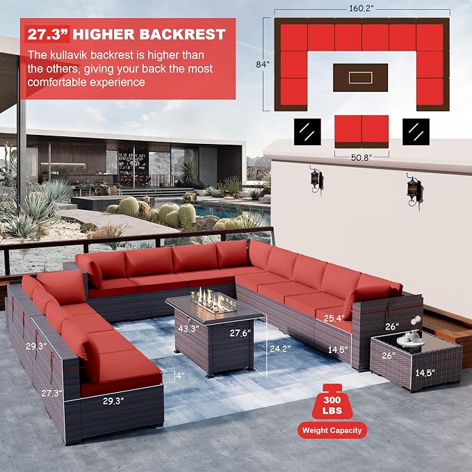 Kullavik 15 Pieces Outdoor Patio Furniture Set - Image 5