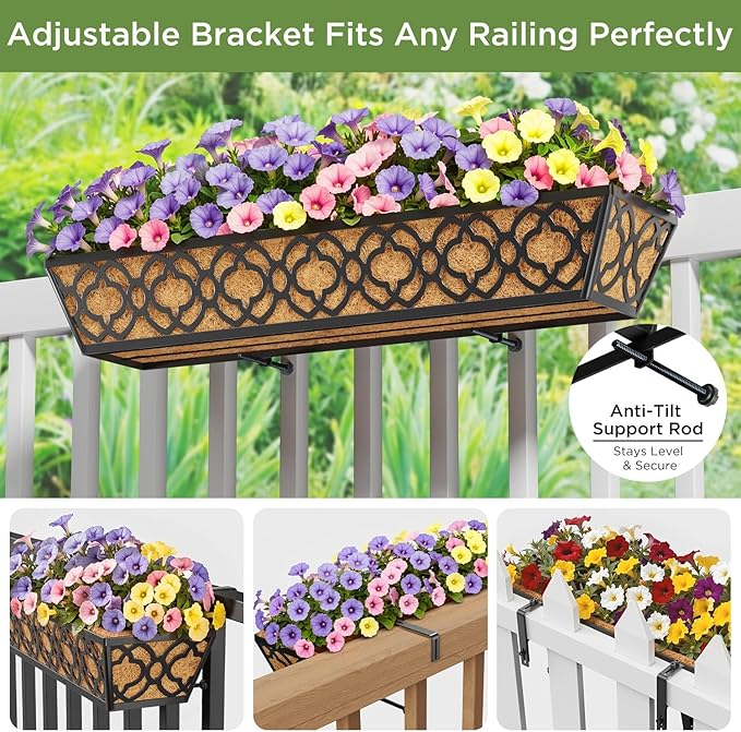 HFHOME 2 Pcs 30" Window Box Deck Railing Planter - Image 4