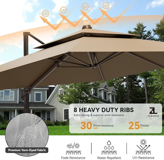 9x12FT Cantilever Patio Umbrella - Image 3