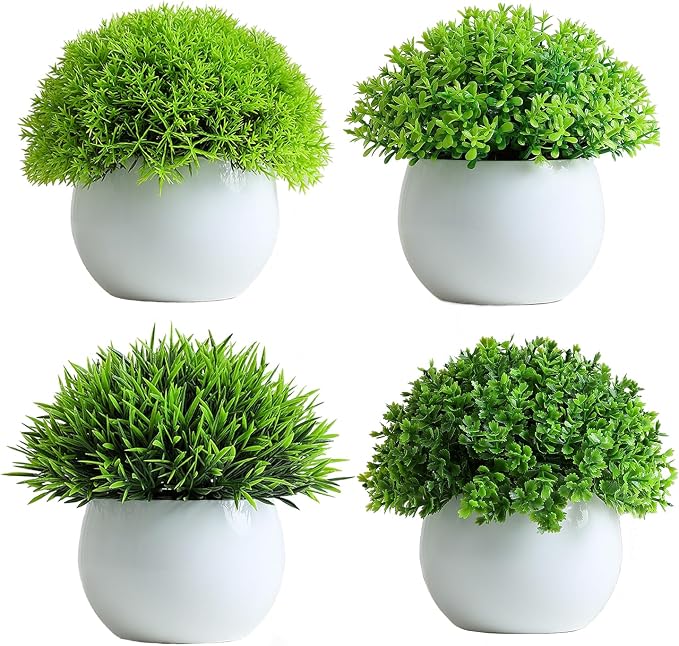 Fake Plants 4 Packs Artificial Potted Plants Faux Greenery Small Fake Shelf or by Unknown