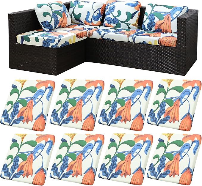 8Pcs Stretch Patio Cushion Covers, Outdoor Couch Covers Replacement, Outdoor by BIETYONE