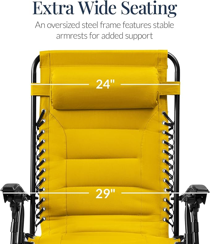 Best Choice Products Oversized Padded Zero Gravity Chair, Folding Outdoor Patio - Image 3