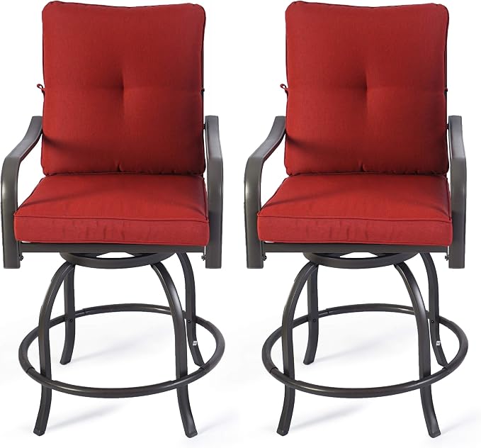 Kozyard Isabella Outdoor Swivel Bar Chairs, Counter Height Patio Bar Stools Set by Kozyard