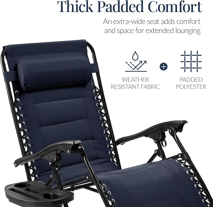 Best Choice Products Oversized Padded Zero Gravity Chair, Folding Outdoor Patio - Image 4