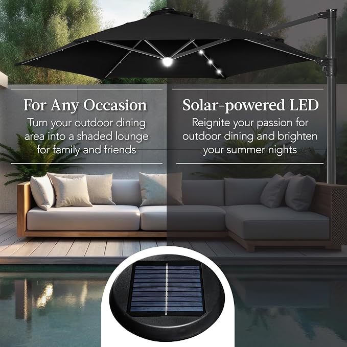 Best Choice Products 10ft Solar LED Offset Cantilever Hanging Market Patio - Image 4