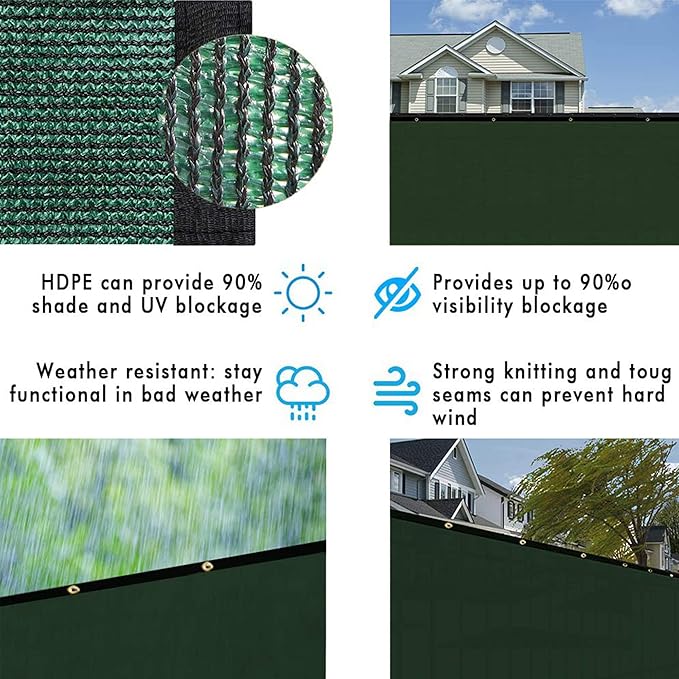 UPGRADE Privacy Fence Screen 4'x56' Dark Green Outdoor 90% Visibility Blockage - Image 6