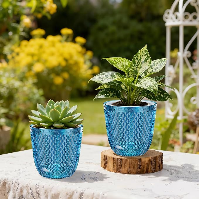 QCQHDU 2 Pack Self Watering Pots, 7.2 Inch Flower Pots - Image 4